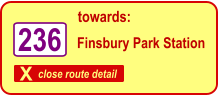 X close route detail towards: Finsbury Park Station 236